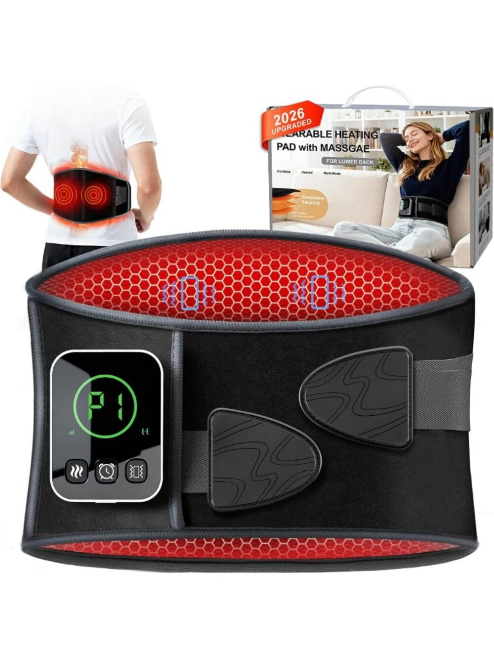 Graphene Cordless Heating Pad & Massager for Back Pain Relief - FSA/HSA Eligible